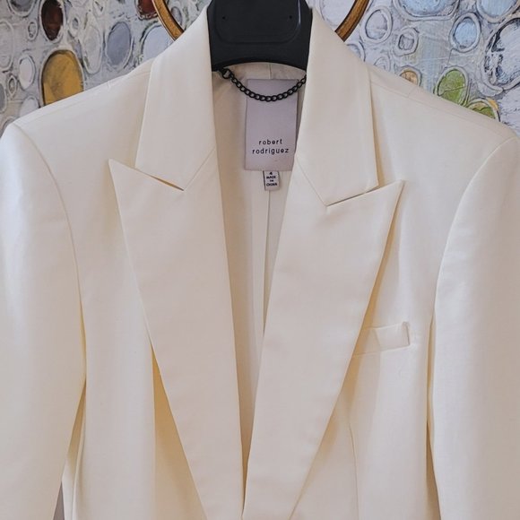 Robert Rodriguez Cream Cropped Cotton Blazer US 4 - Picture 3 of 16
